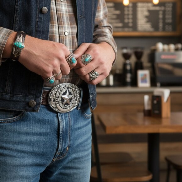 Men Women Silver Metal Belt Buckle Western Fashion Cowboy Texas State Lone Star - Picture 13 of 16